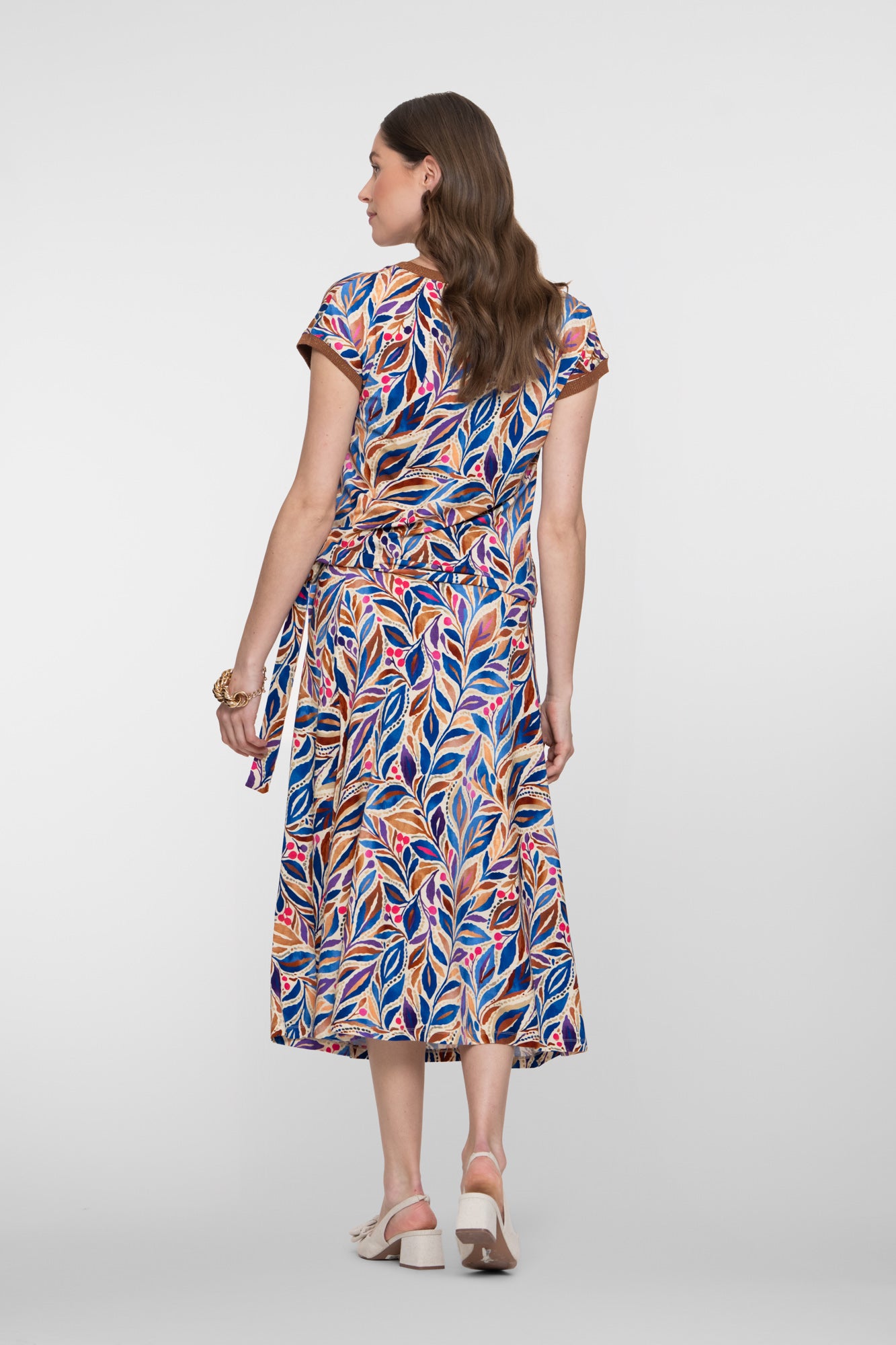Geisha rok met bladprint en strikdetail