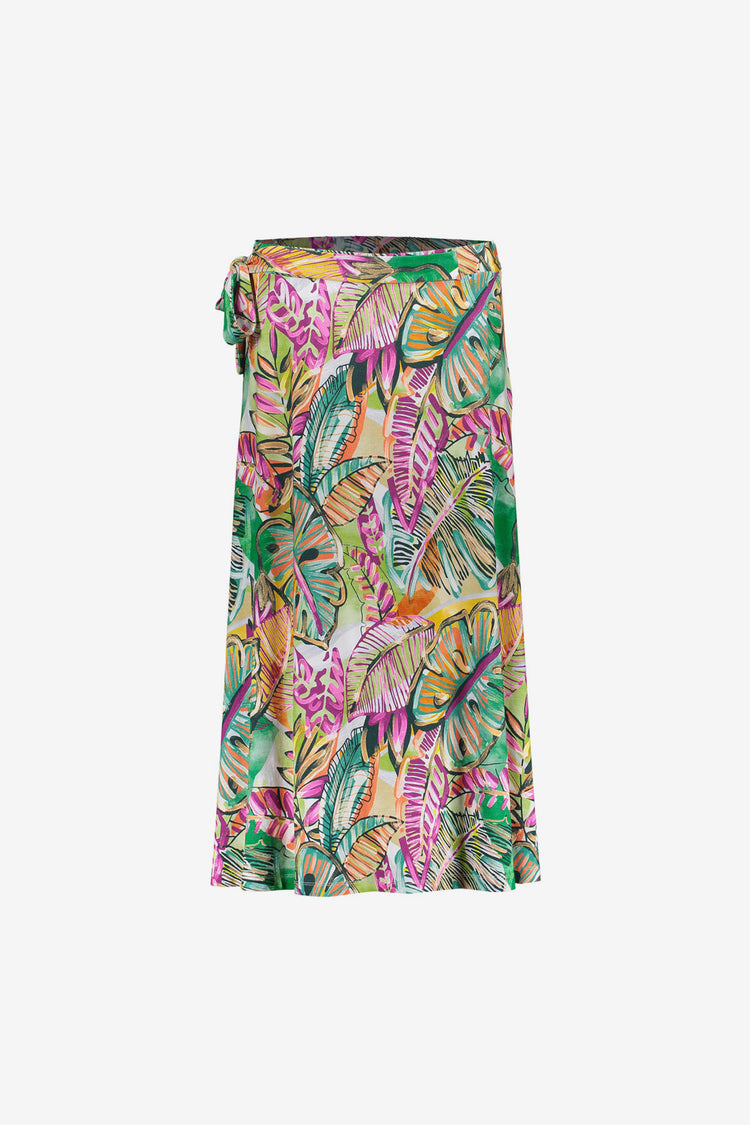 Geisha rok met bladprint en strikdetail