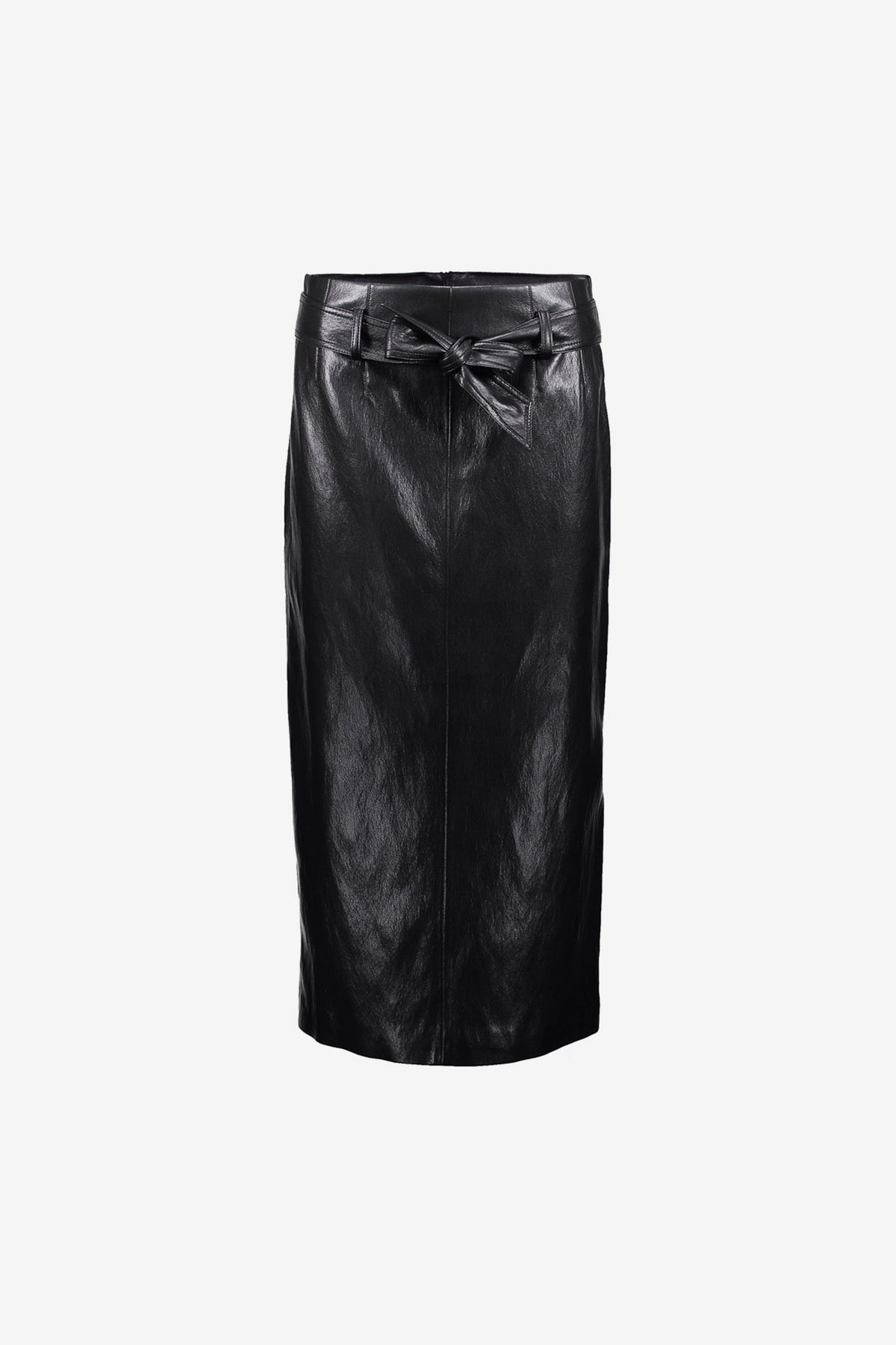 Geisha midi rok met leather look en strikdetail