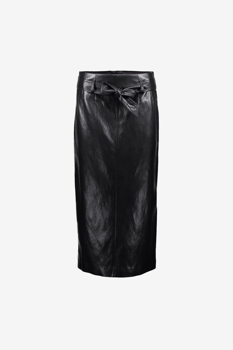 Geisha midi rok met leather look en strikdetail