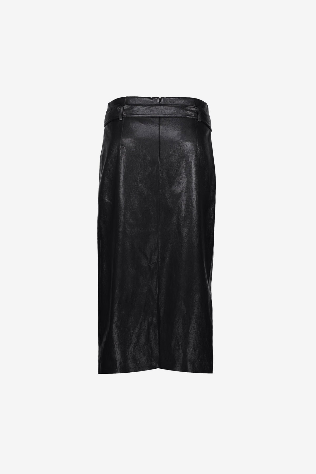 Geisha midi rok met leather look en strikdetail