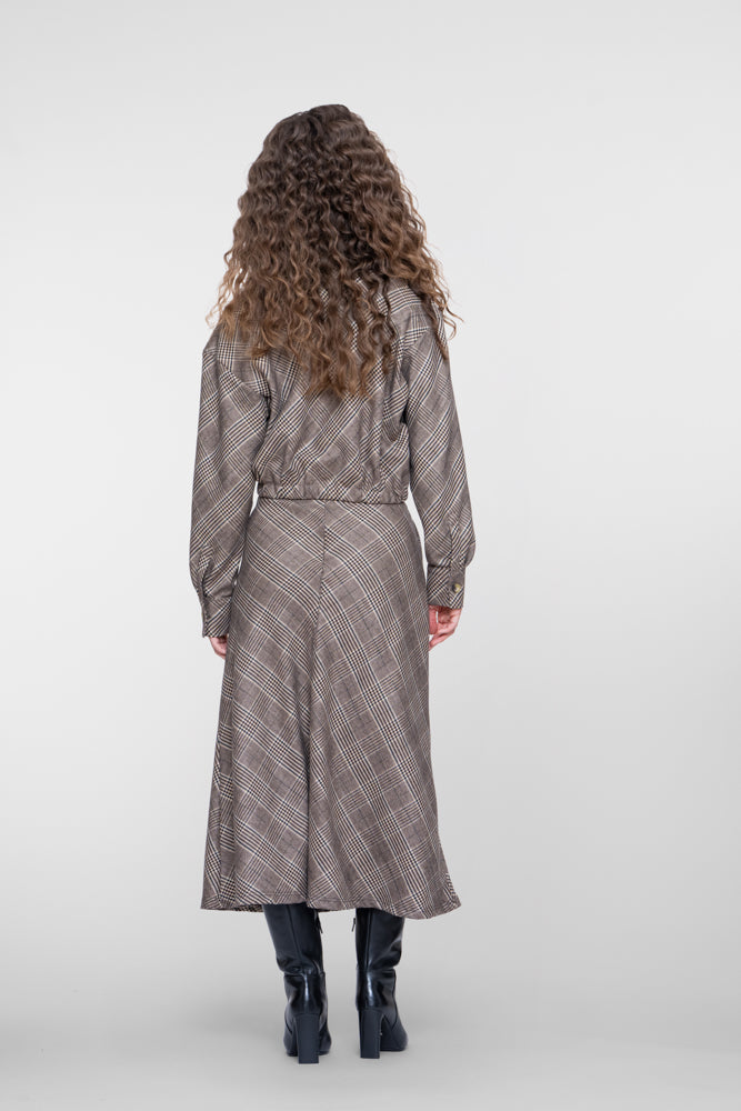 Geisha midi rok met ruitdessin en A-lijn pasvorm