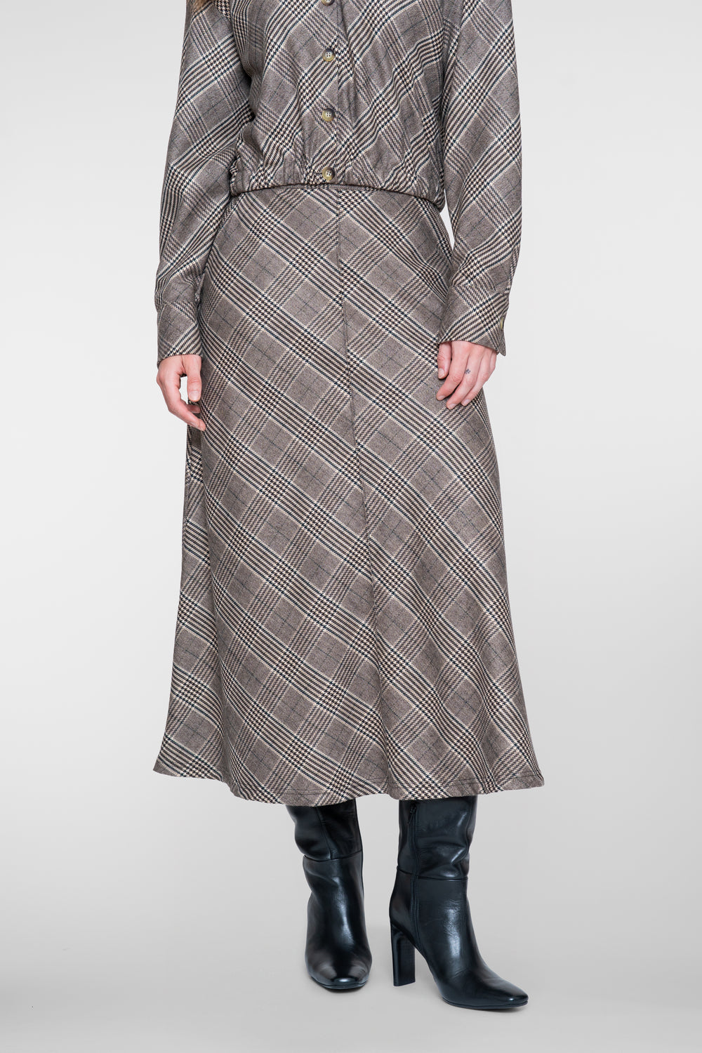 Geisha midi rok met ruitdessin en A-lijn pasvorm