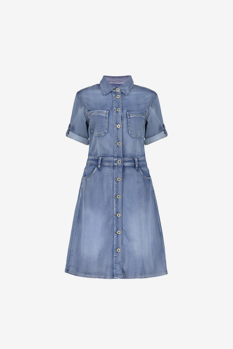 Geisha denim jurk met knopen