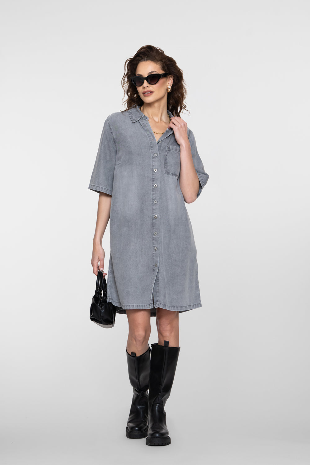 Geisha denim midi jurk