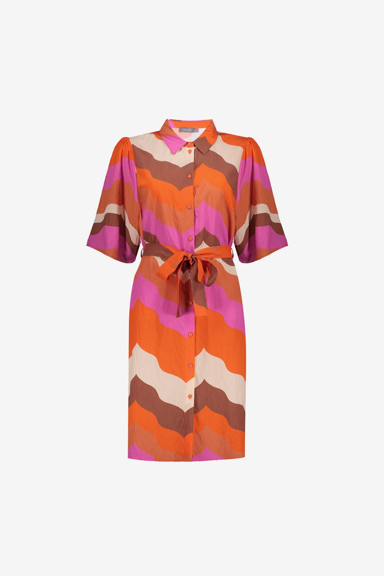 Geisha jurk met grafische waveprint en vlindermouwen
