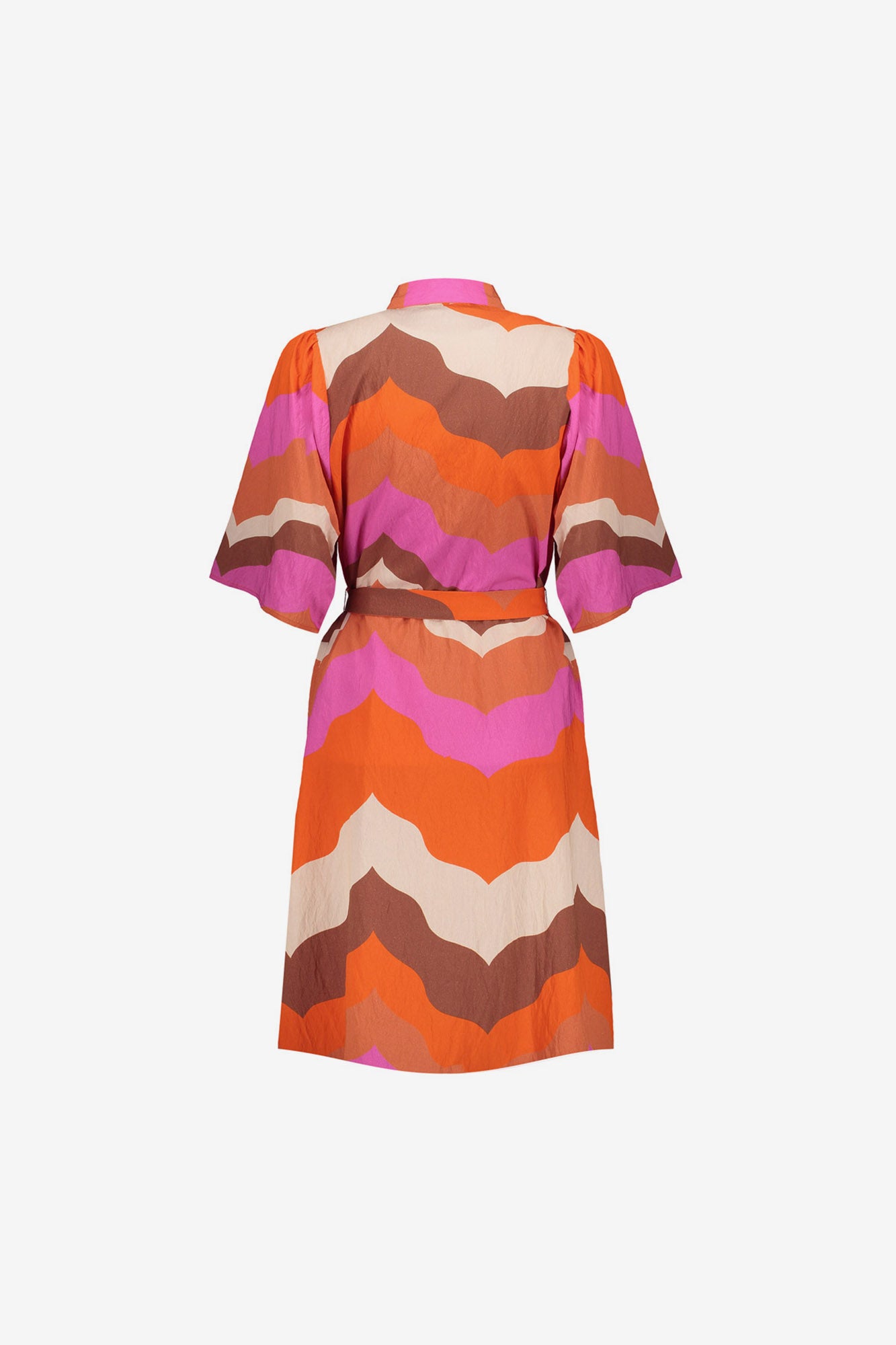 Geisha jurk met grafische waveprint en vlindermouwen
