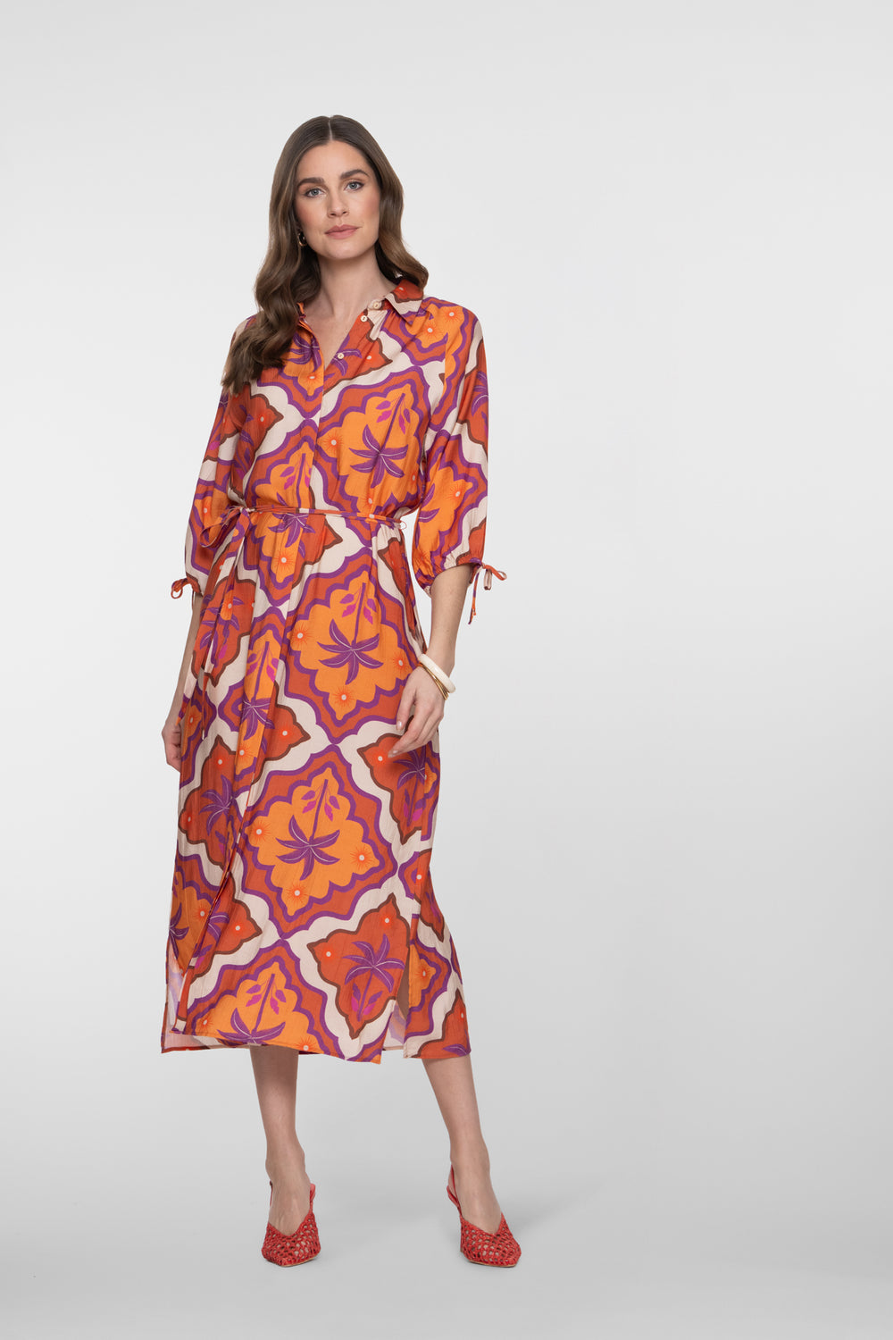 Geisha midi-jurk met tropische print