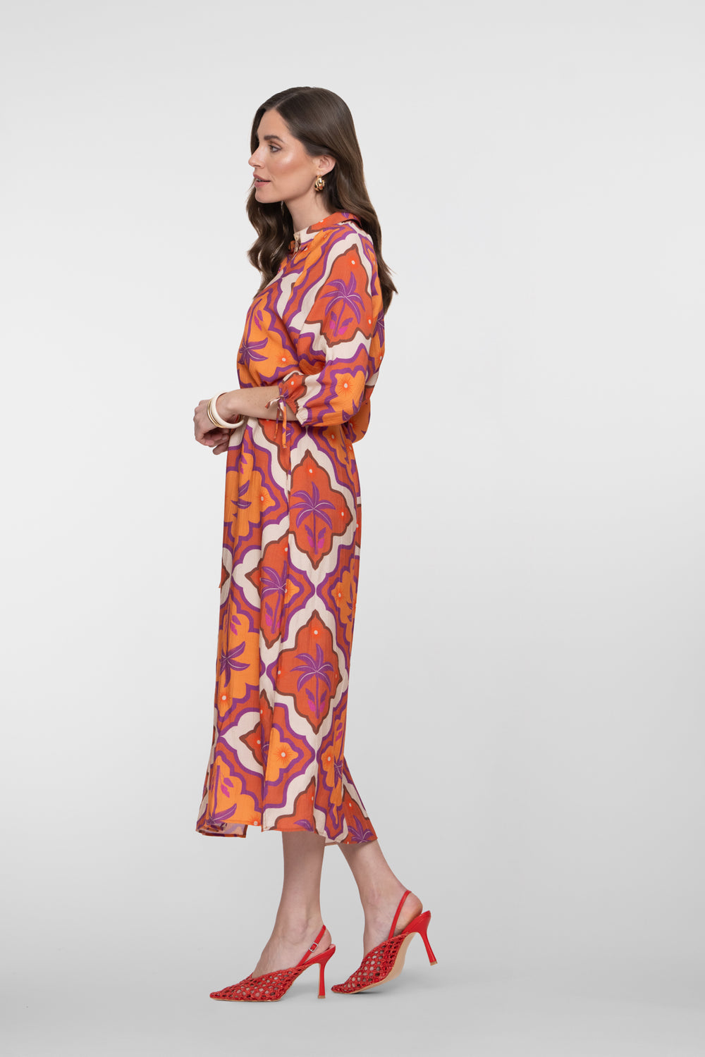 Geisha midi-jurk met tropische print