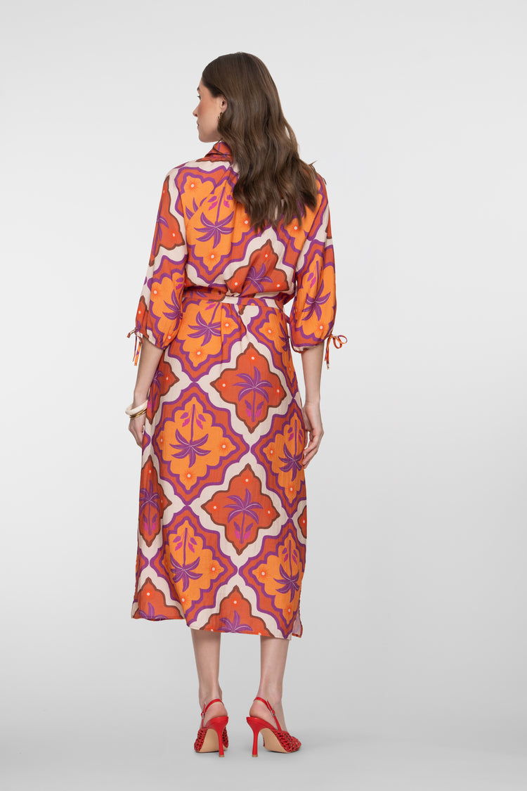 Geisha midi-jurk met tropische print