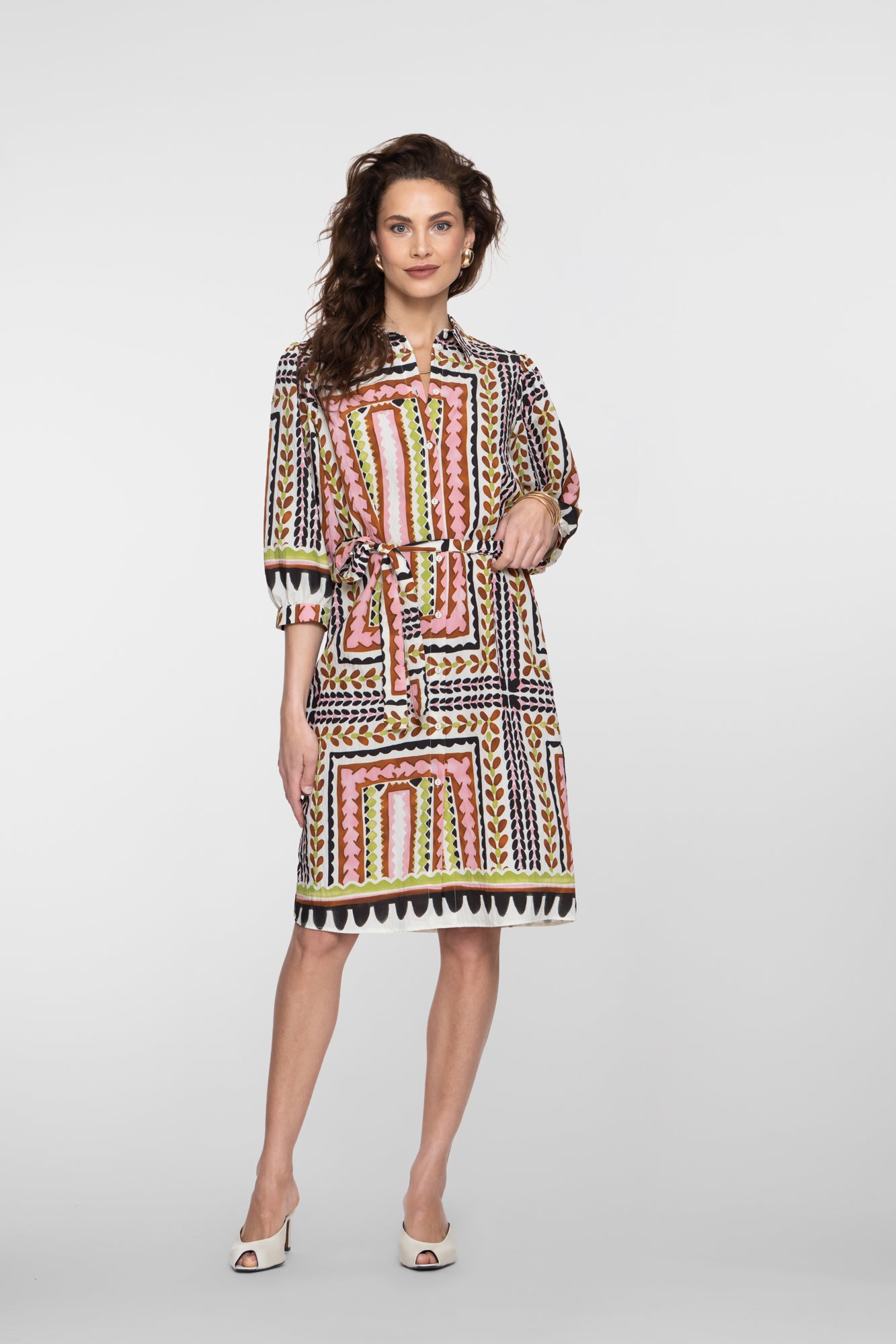 Geisha midi jurk met tegelprint