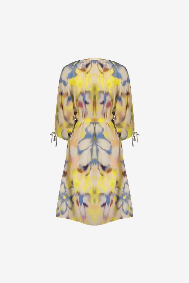 Geisha midi-dress met aquarel bloemendessin
