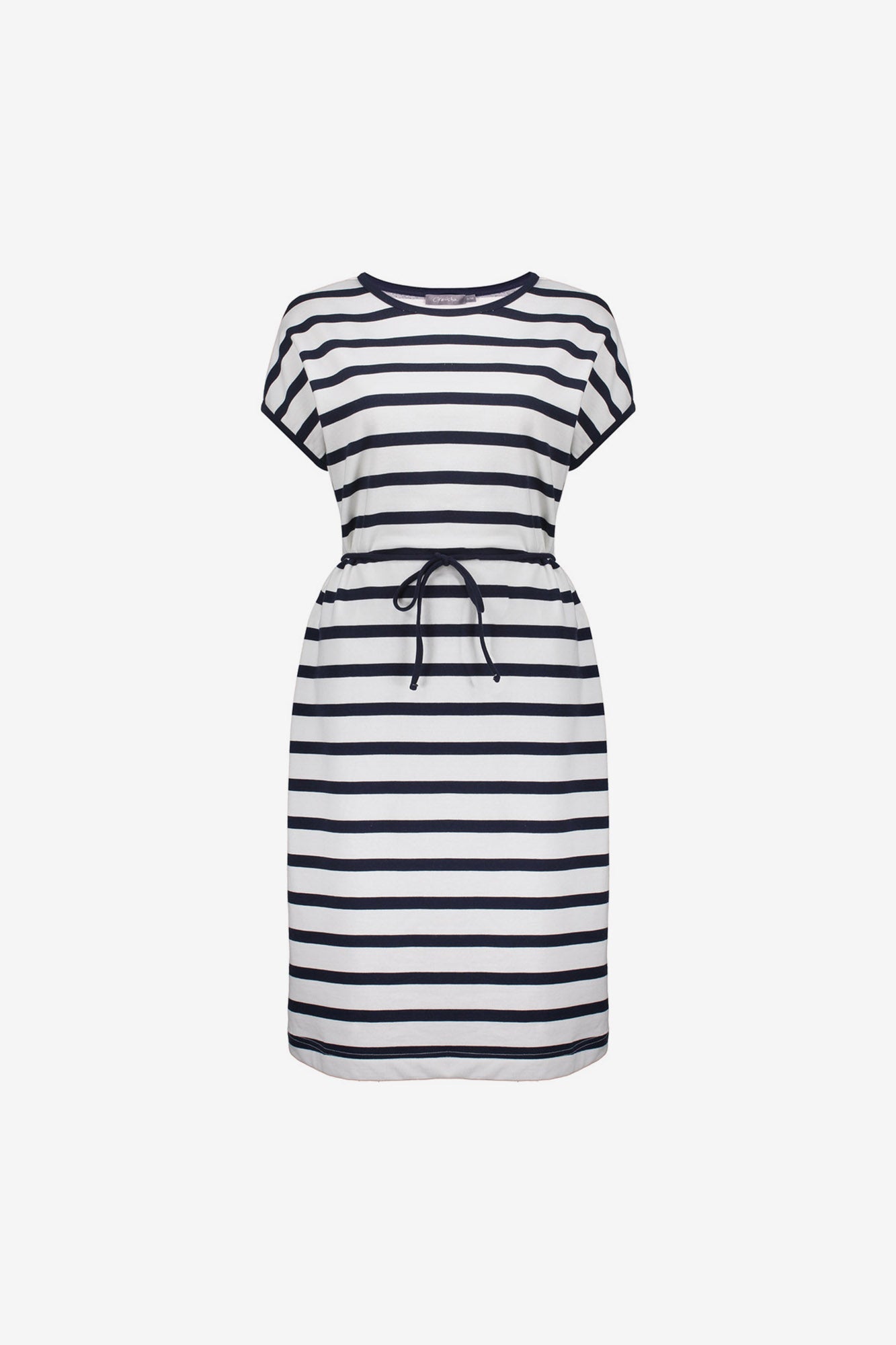 Geisha navy gestreepte jurk met koorddetail