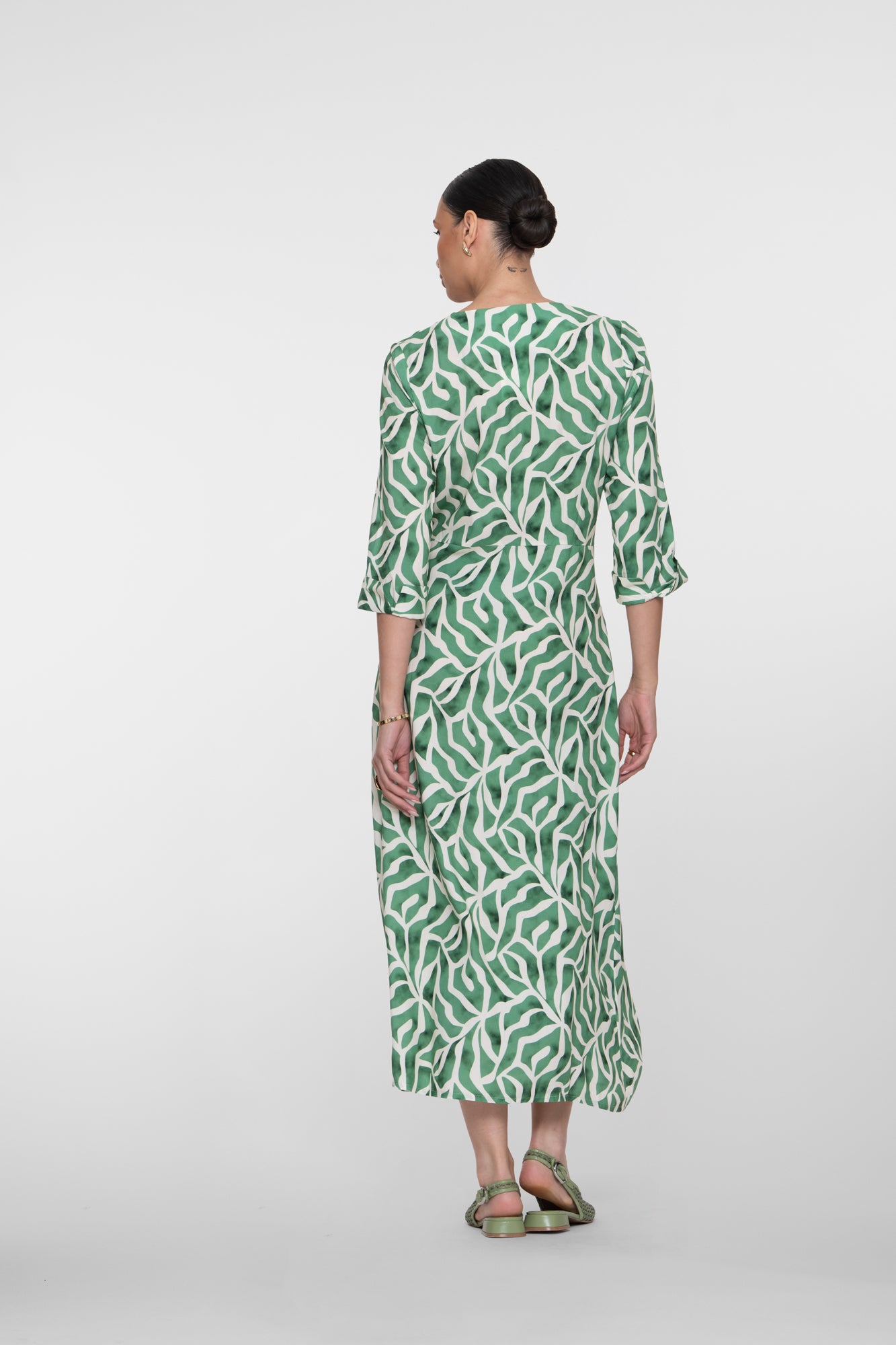 Geisha maxi jurk met print en V-hals