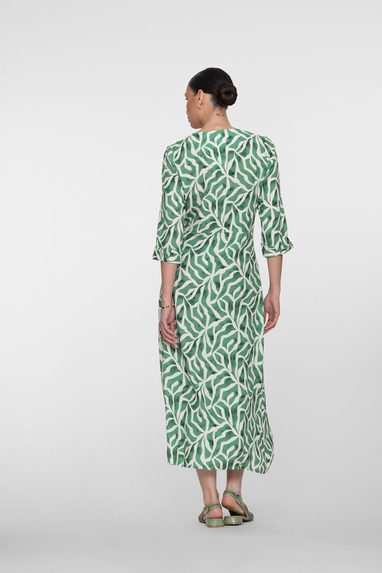 Geisha maxi jurk met print en V-hals