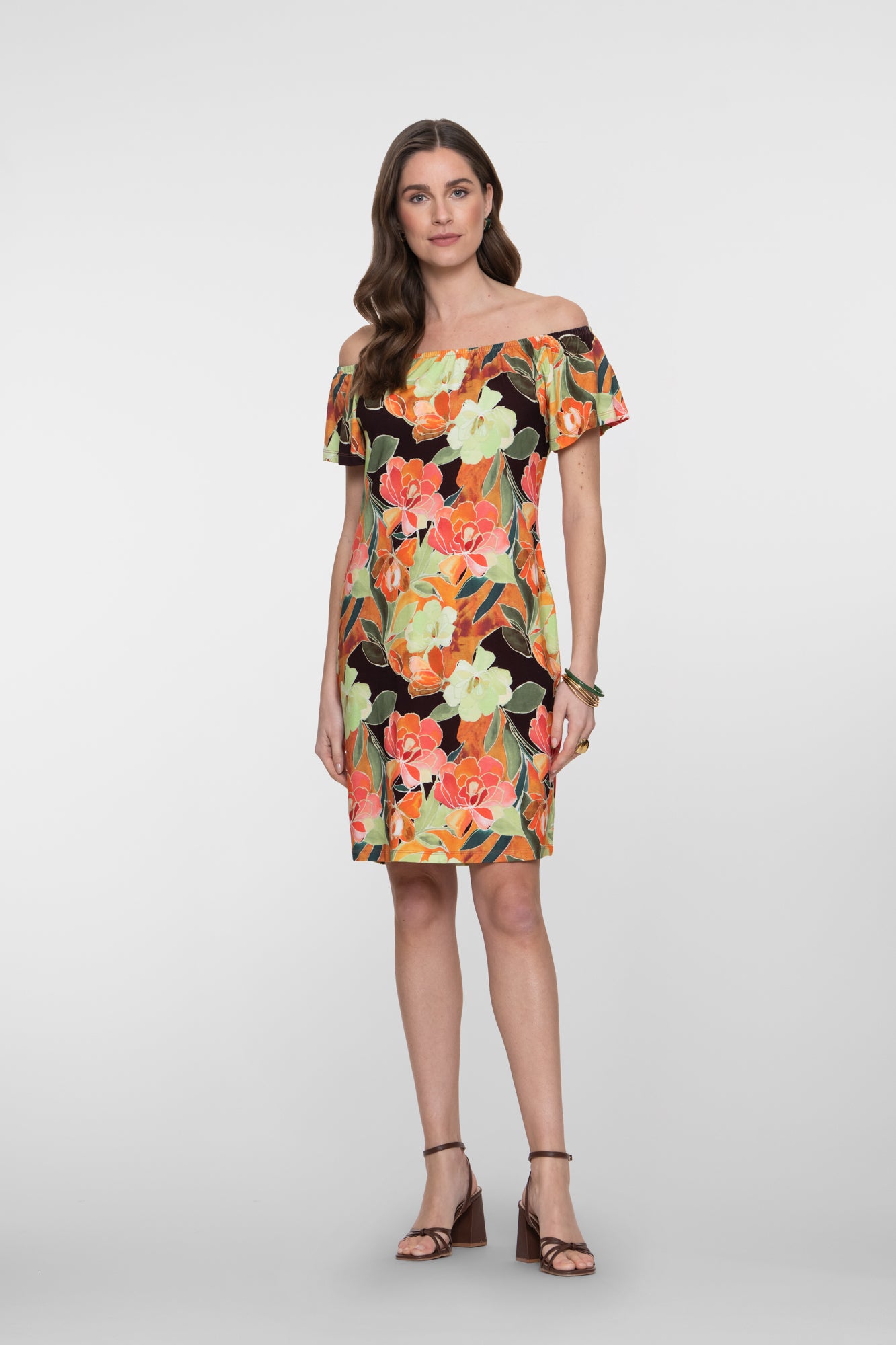 Geisha off shoulder jurk met print