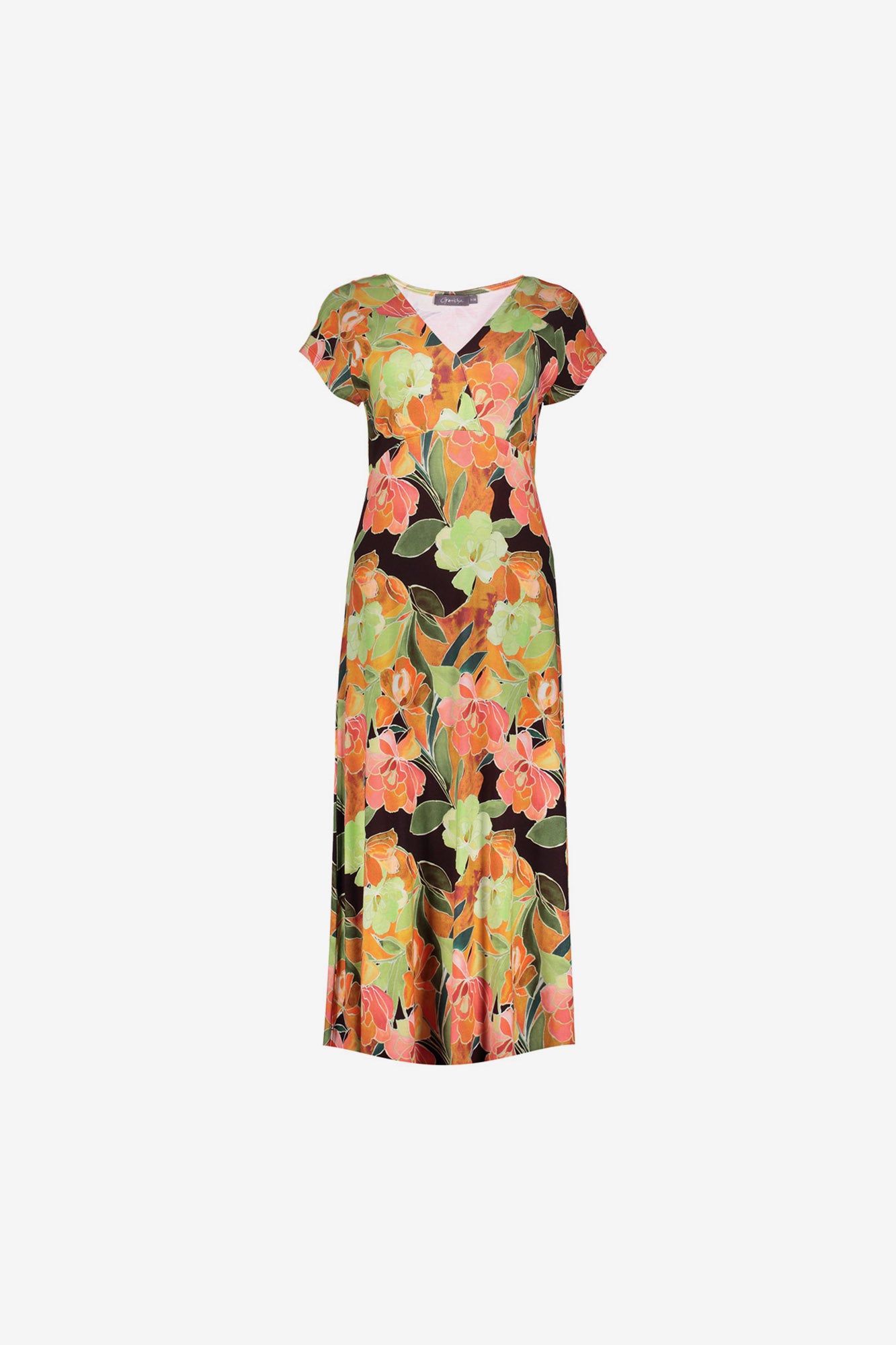 Geisha Jersey midi jurk met V-hals