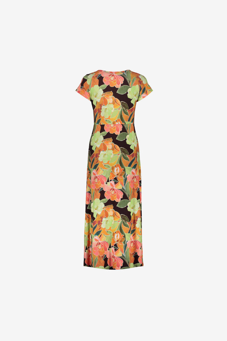 Geisha Jersey midi jurk met V-hals