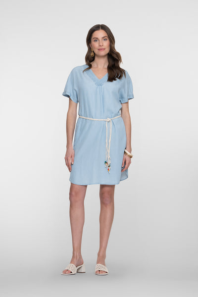 Lyocell denim jurk met V-hals | Officiële Webshop