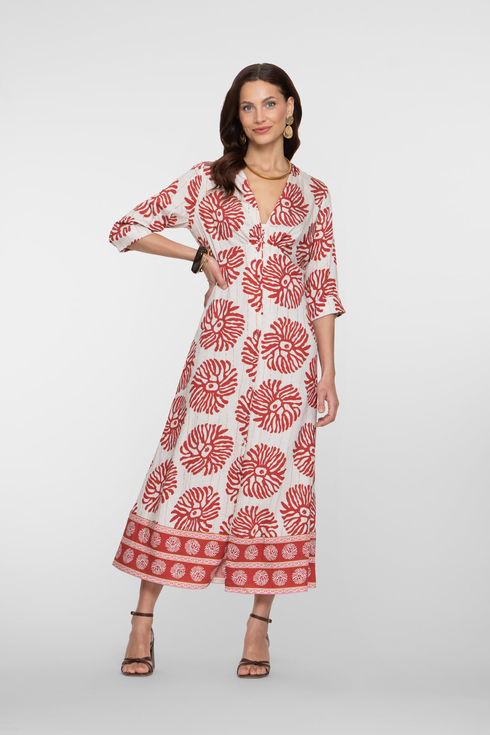 Geisha maxi jurk met koraalprint