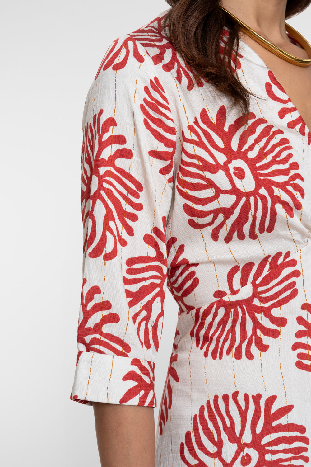 Geisha maxi jurk met koraalprint