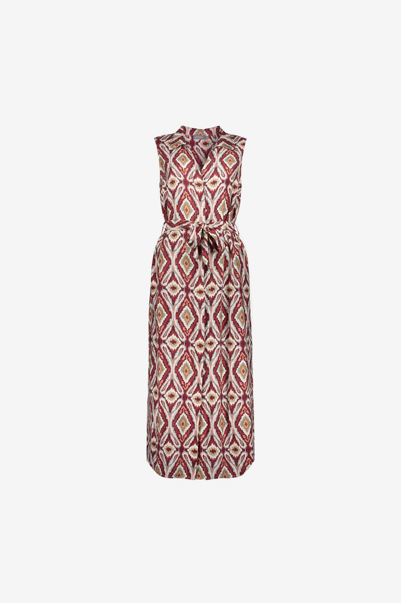 Geisha jurk met ikat print en strikceintuur