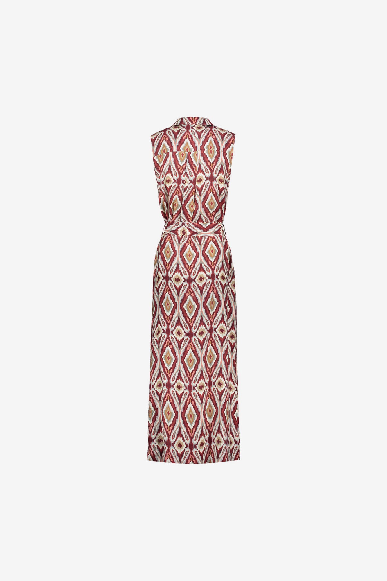 Geisha jurk met ikat print en strikceintuur