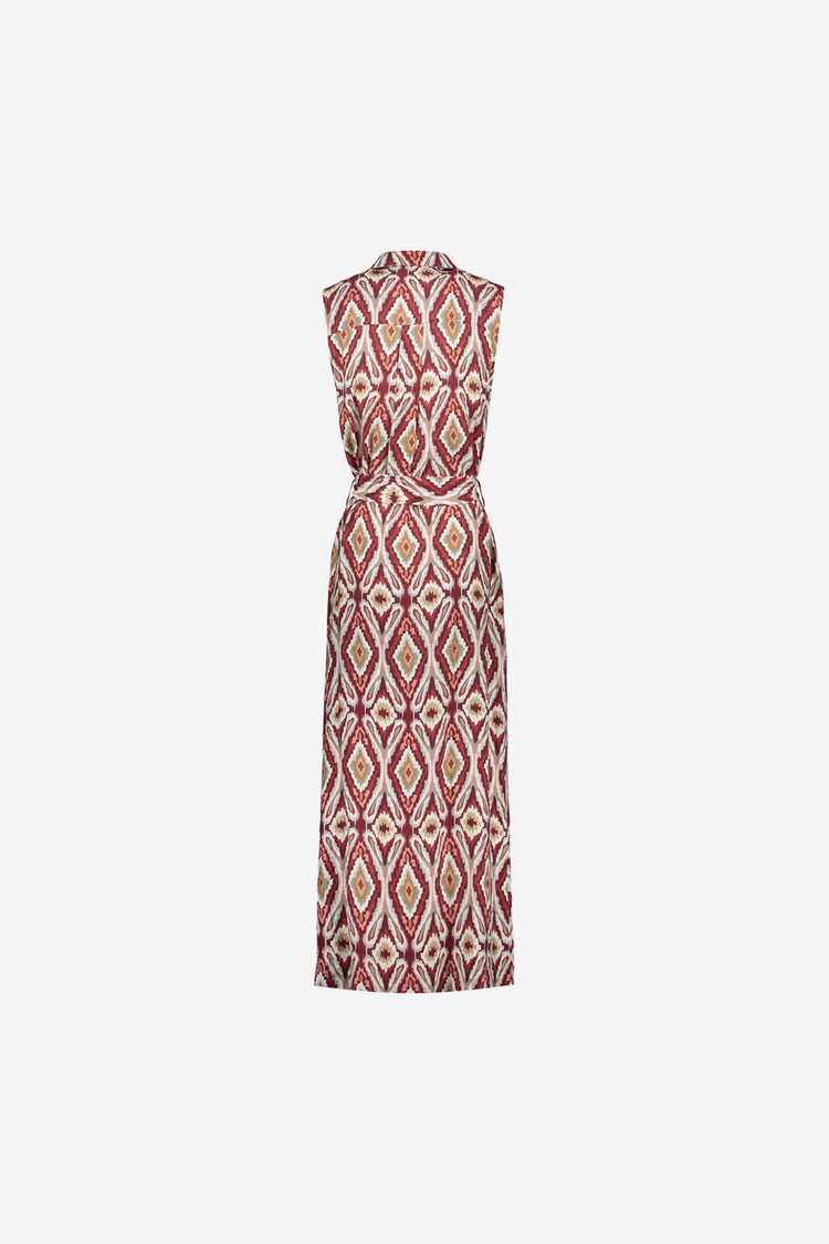 Geisha jurk met ikat print en strikceintuur