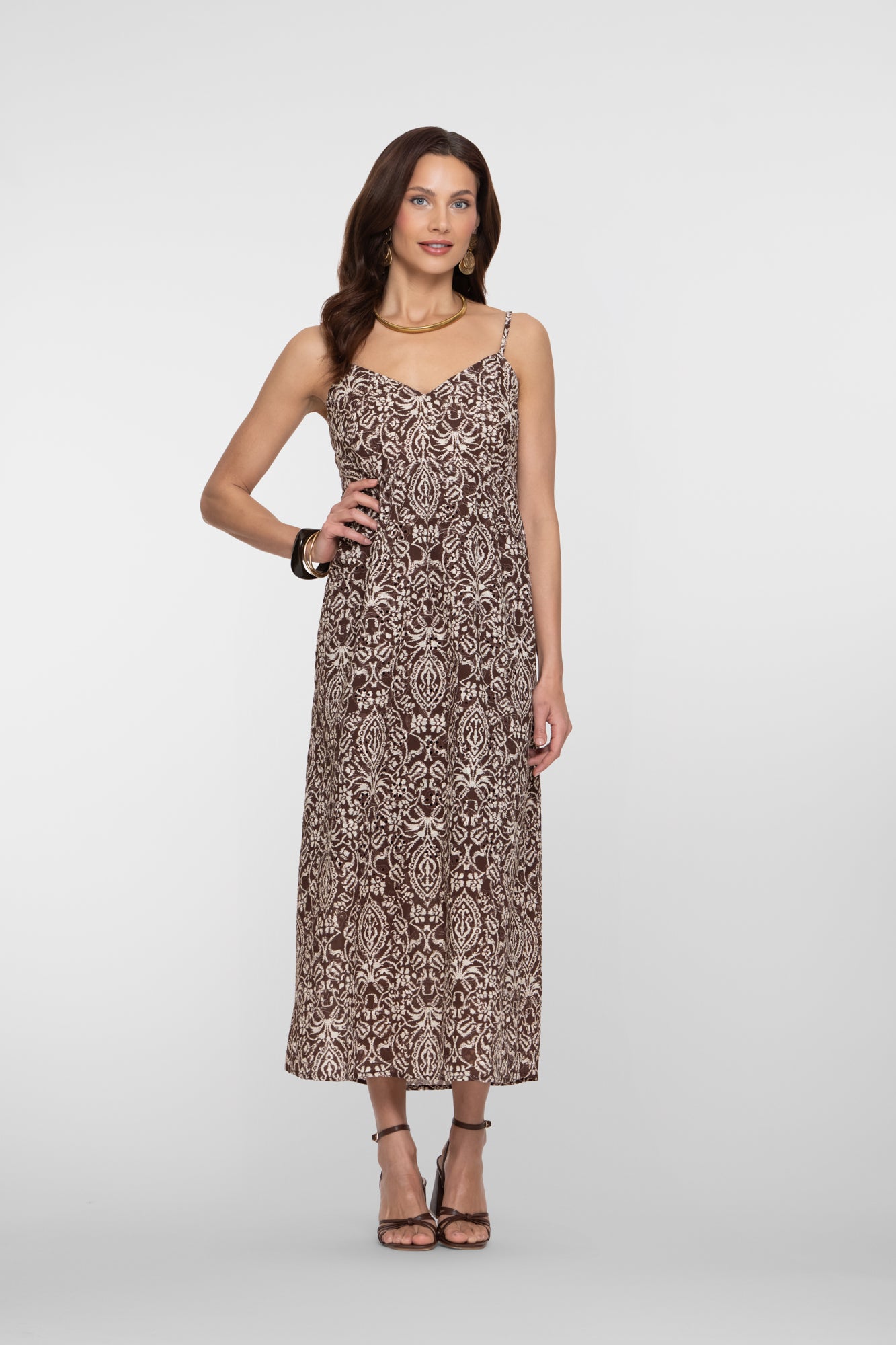 Geisha maxi jurk met broderie details
