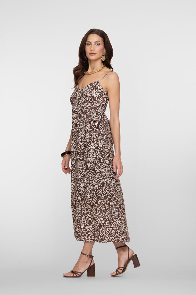 Geisha maxi jurk met broderie details