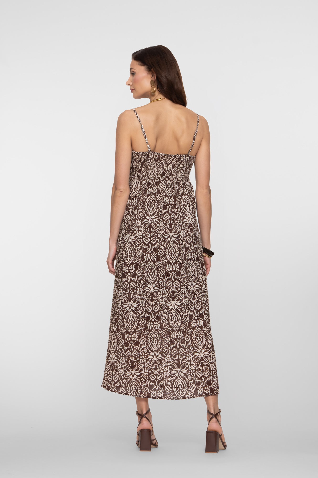 Geisha maxi jurk met broderie details