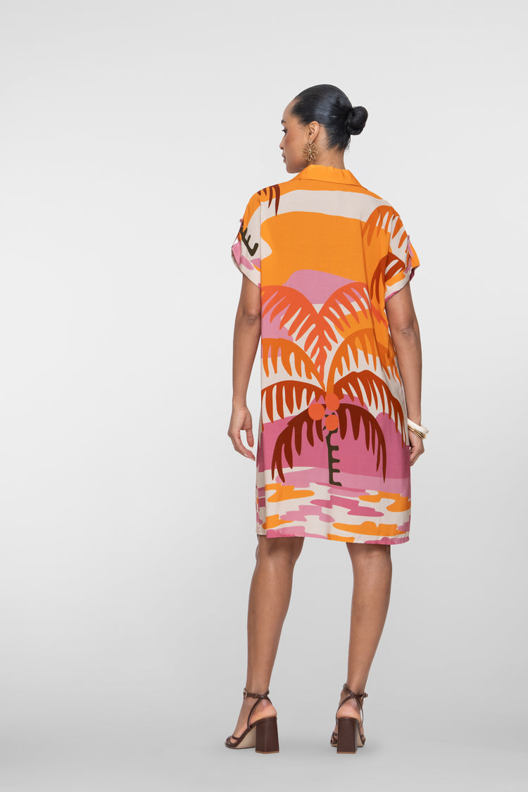 Geisha dames jurk met palmdessin