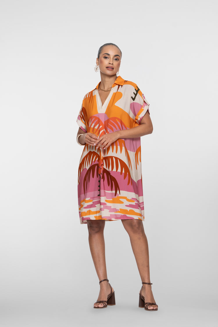 Geisha dames jurk met palmdessin