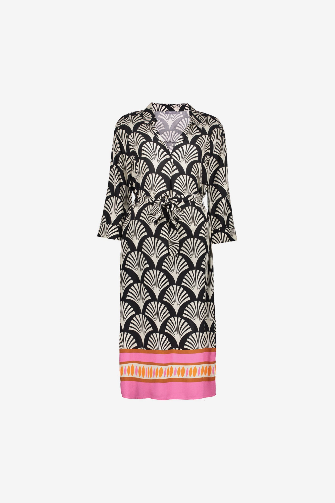 Geisha jurk met grafische print en contrasterende zoom