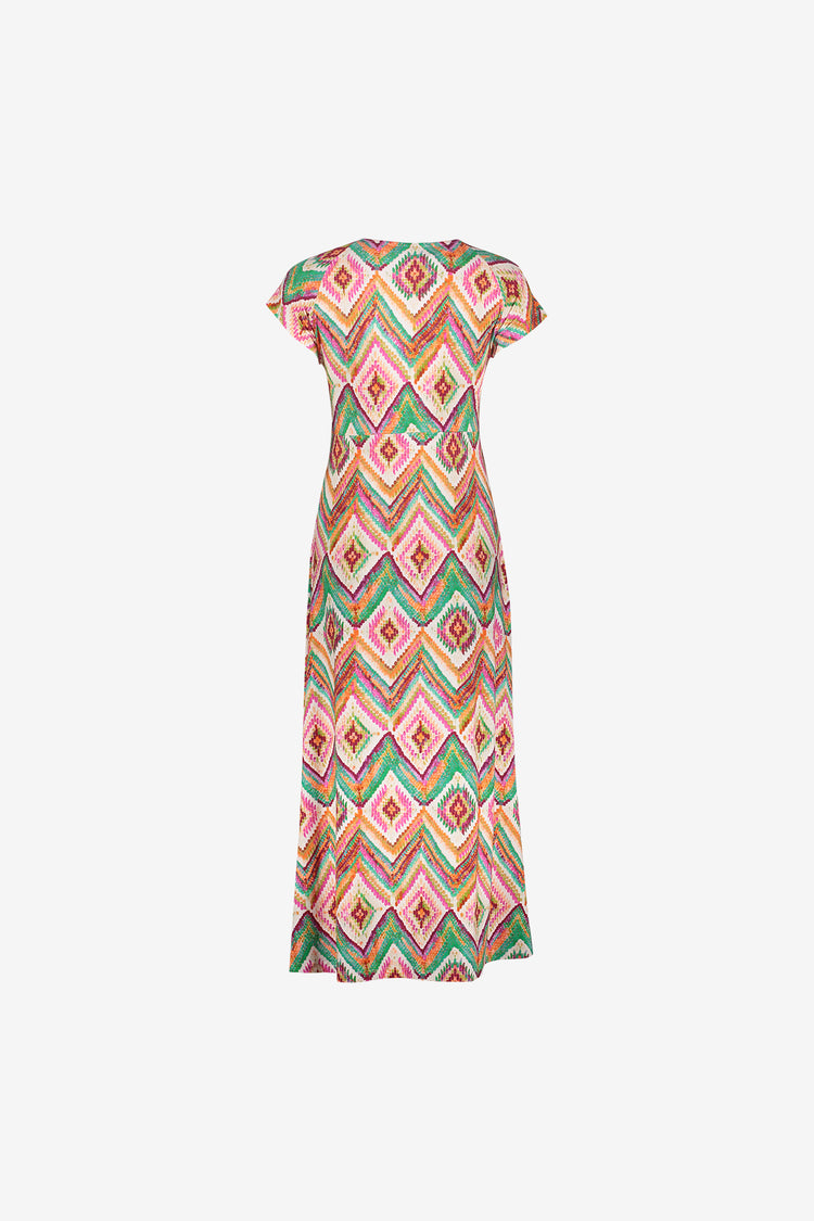 Geisha jurk met print en aangeknipte mouwen