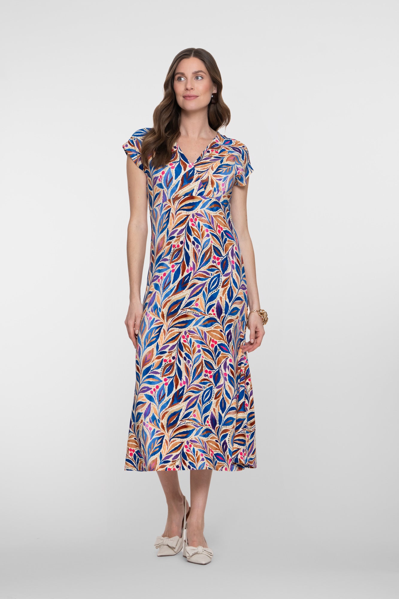 Geisha jurk met print en aangeknipte mouwen