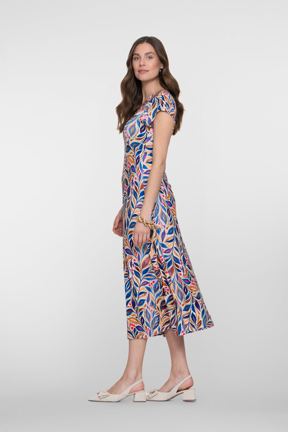 Geisha jurk met print en aangeknipte mouwen
