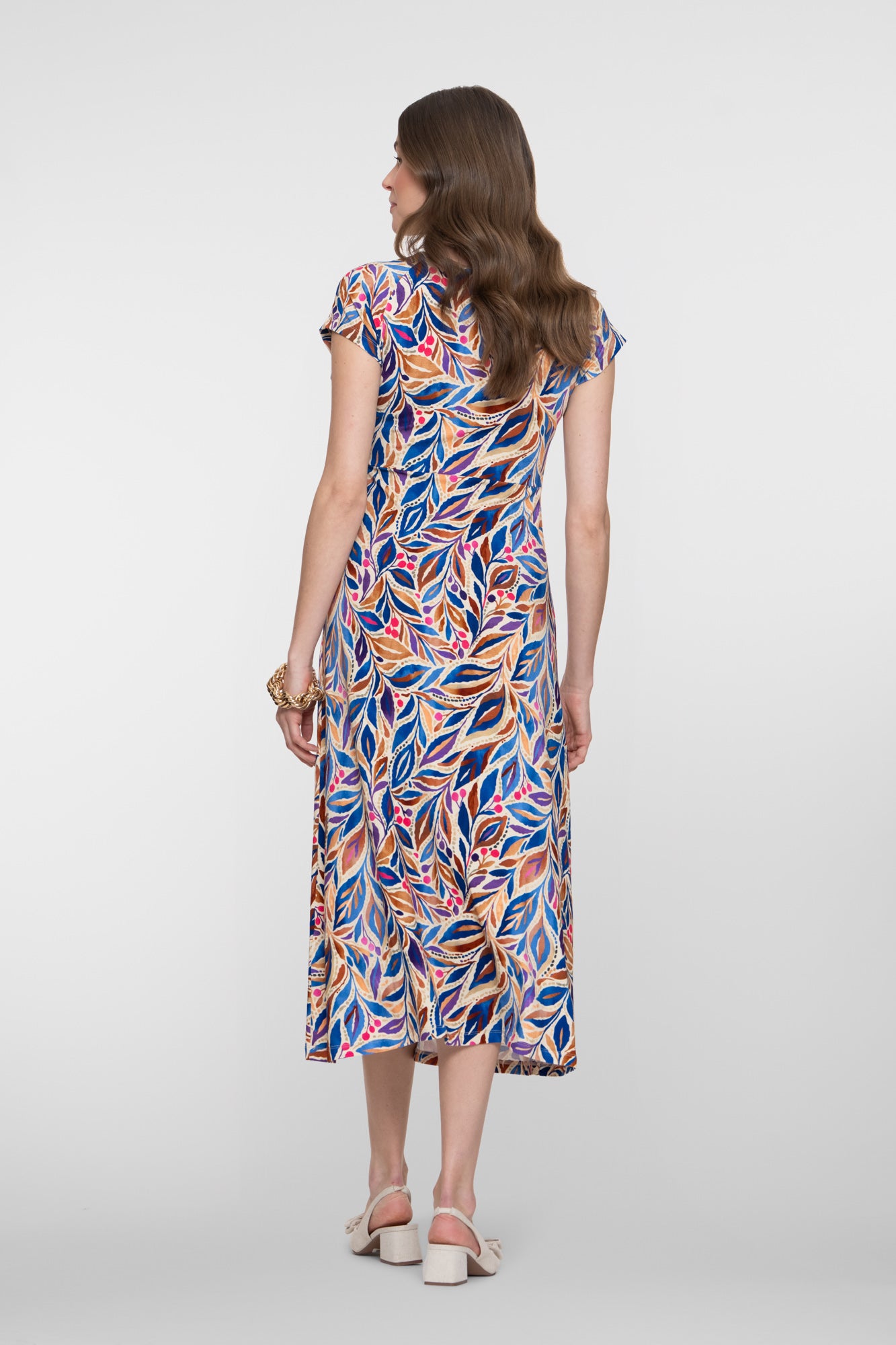 Geisha jurk met print en aangeknipte mouwen
