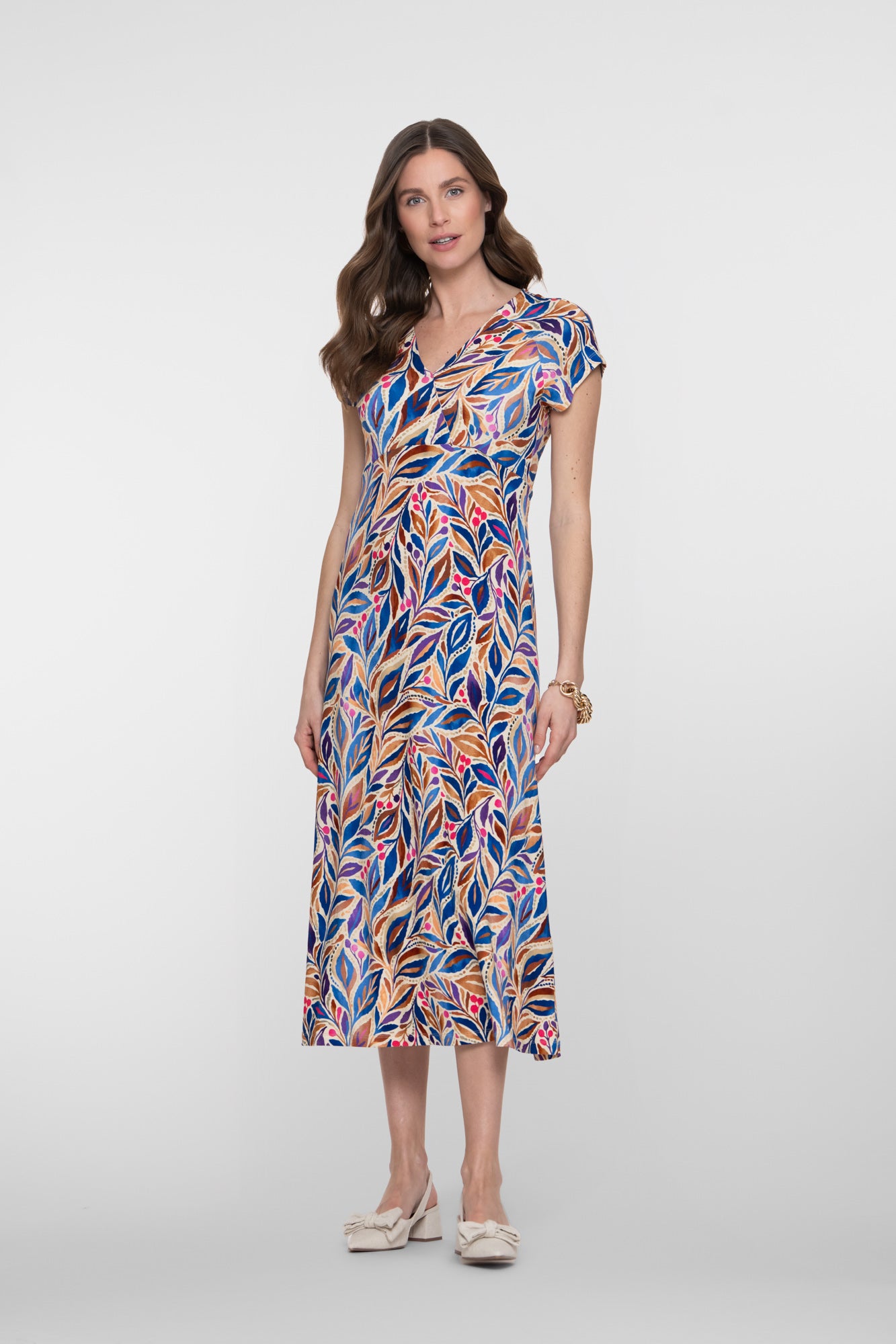 Geisha jurk met print en aangeknipte mouwen