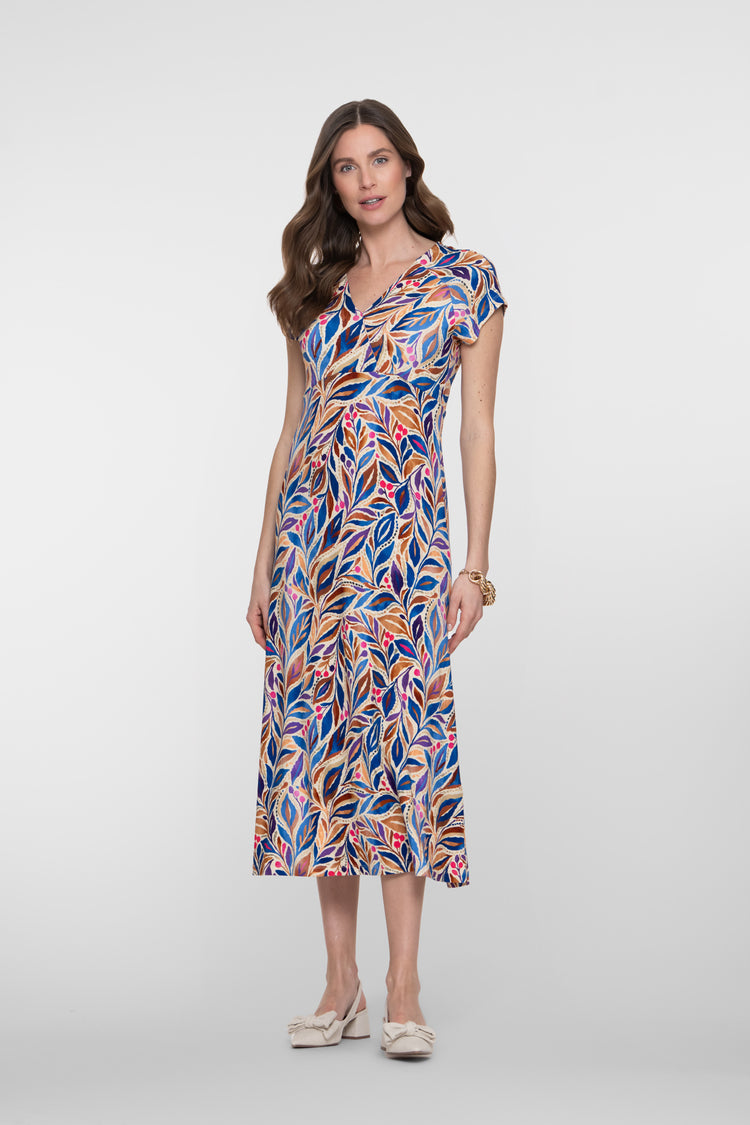 Geisha jurk met print en aangeknipte mouwen