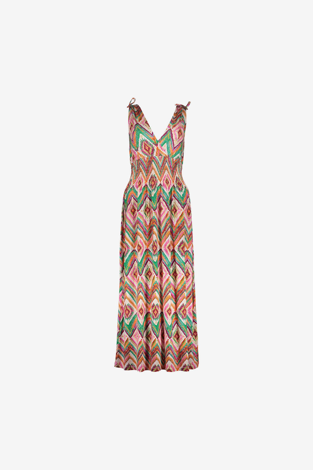Geisha maxi jurk met overslag hals en strikjes detail
