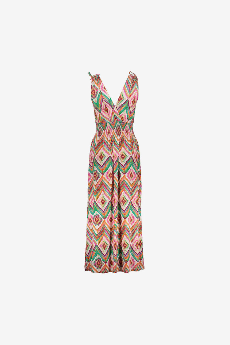 Geisha maxi jurk met overslag hals en strikjes detail