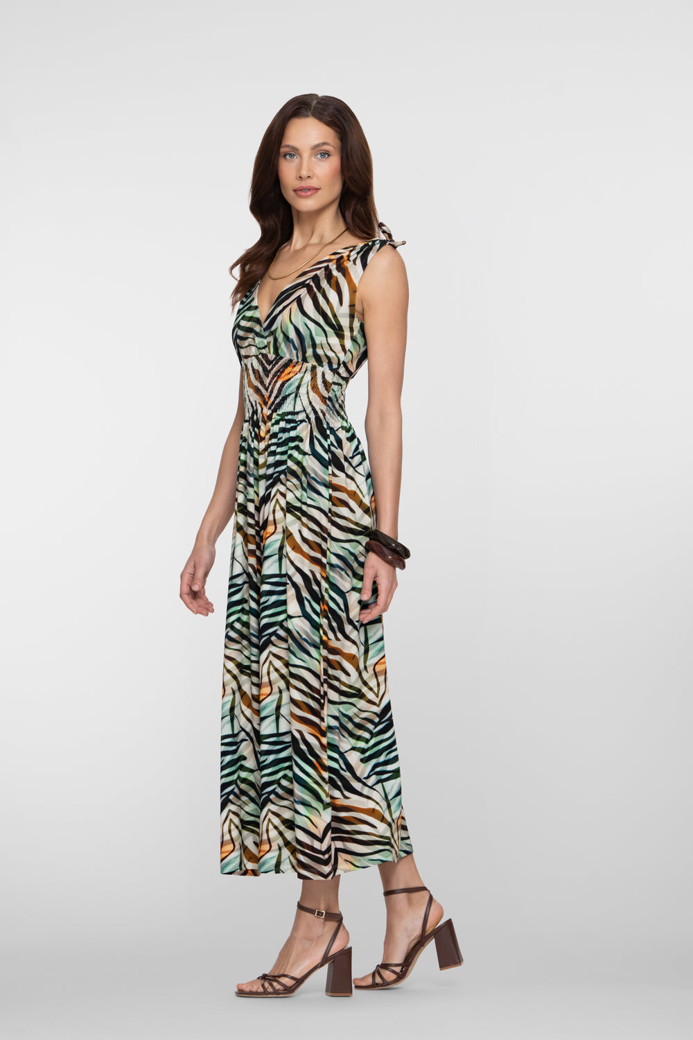 Geisha maxi jurk met overslag hals en strikjes detail