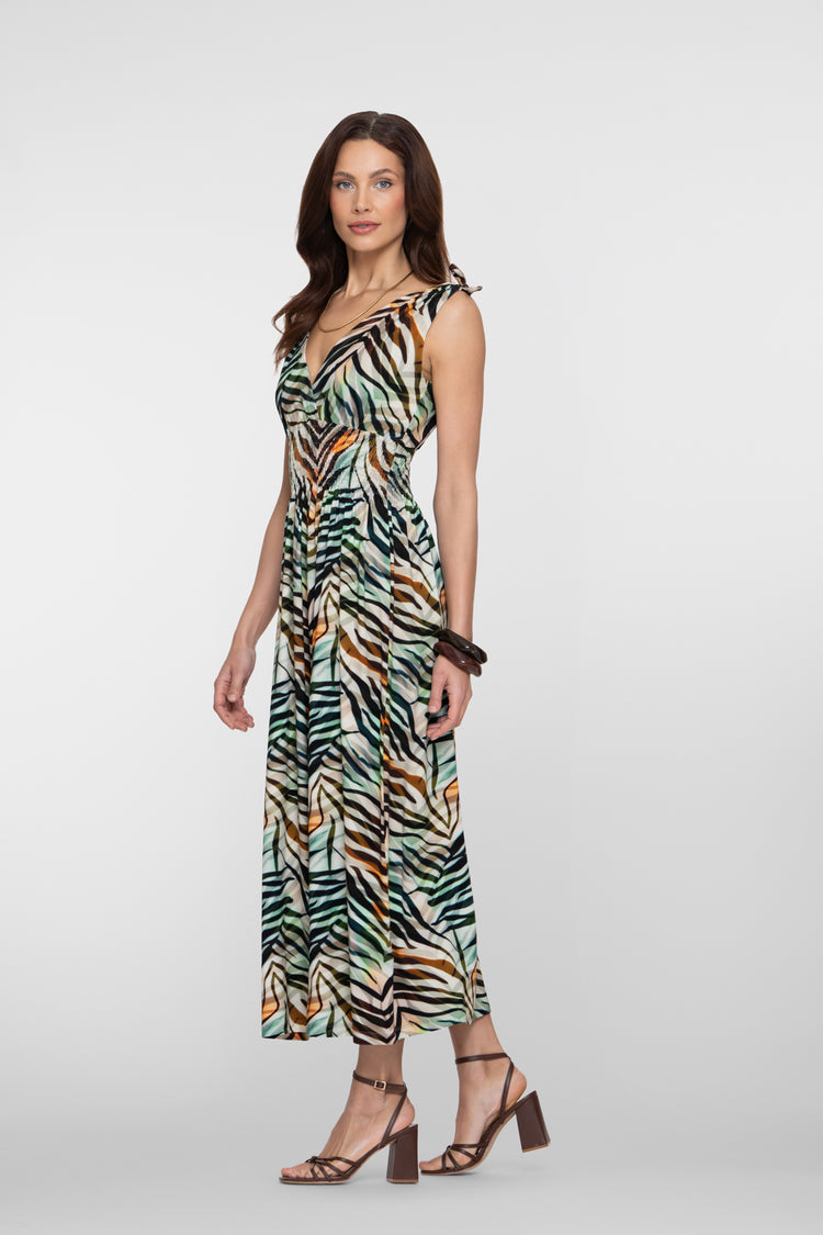 Geisha maxi jurk met overslag hals en strikjes detail