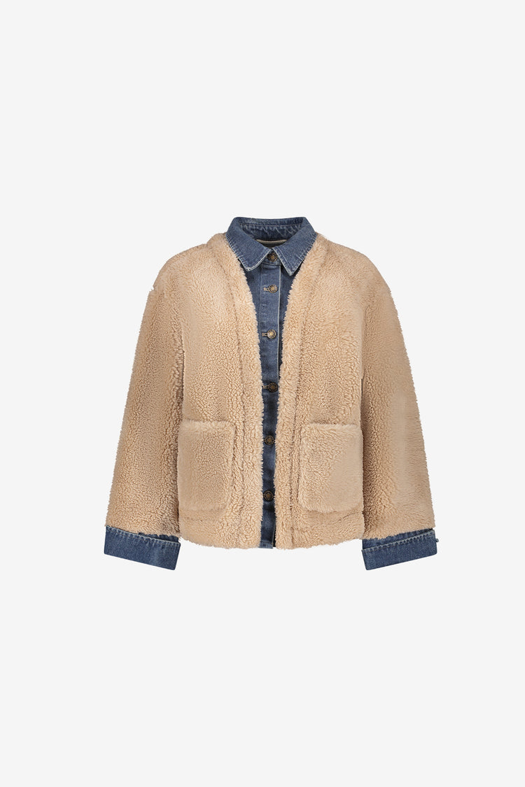 Geisha teddy jacket met denim