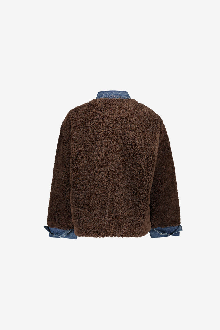 Geisha teddy jacket met denim