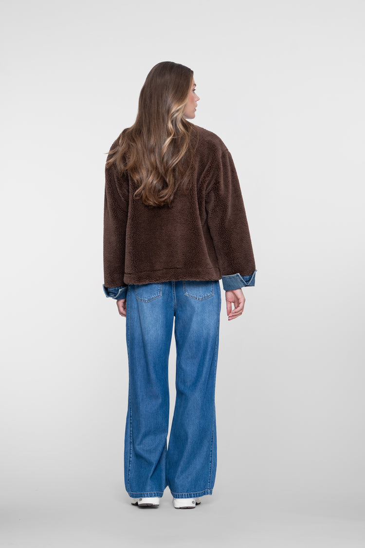 Geisha teddy jacket met denim