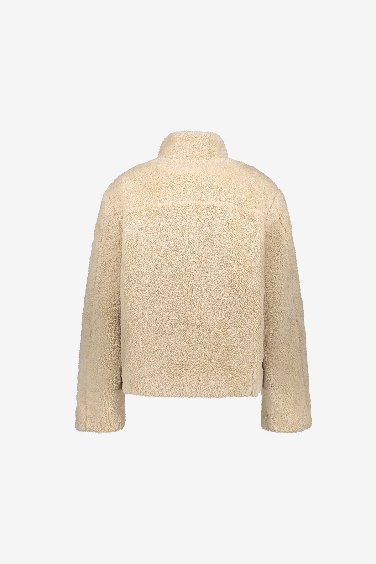 Geisha teddy jas met opgestikte zakken en kort model