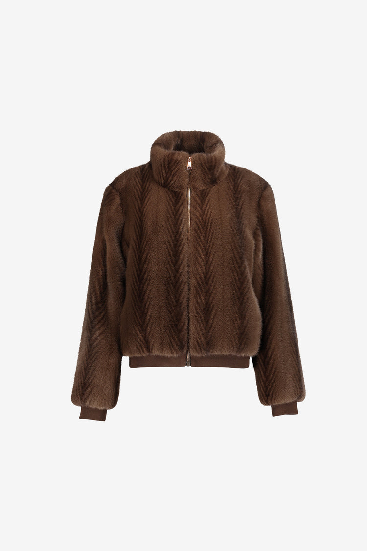 Geisha faux fur jas met dessin en zachte uitstraling