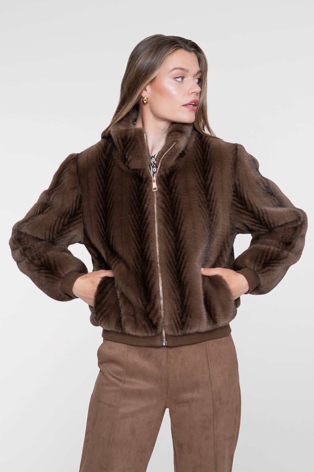 Geisha faux fur jas met dessin en zachte uitstraling